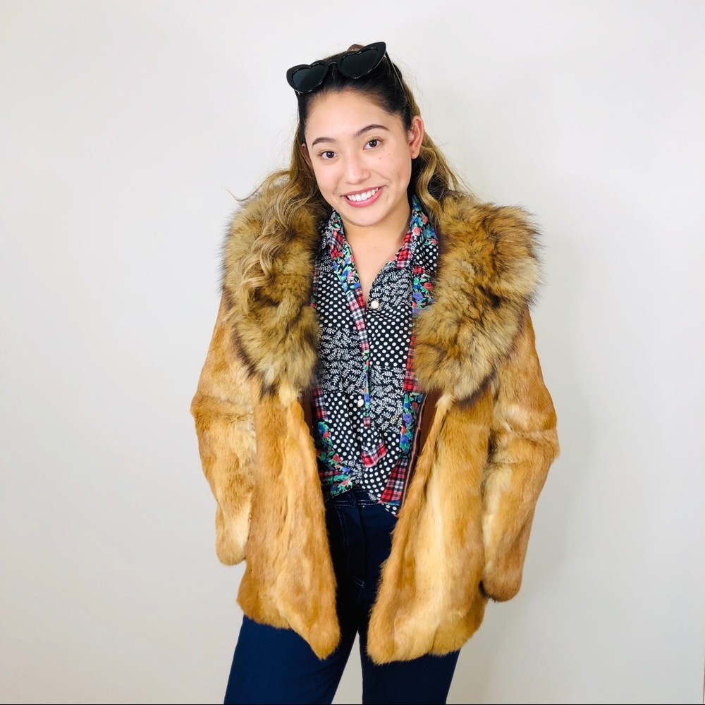 FINAL Vtg 70s Fur Boho Oversized Coat M - Picture 1 of 8